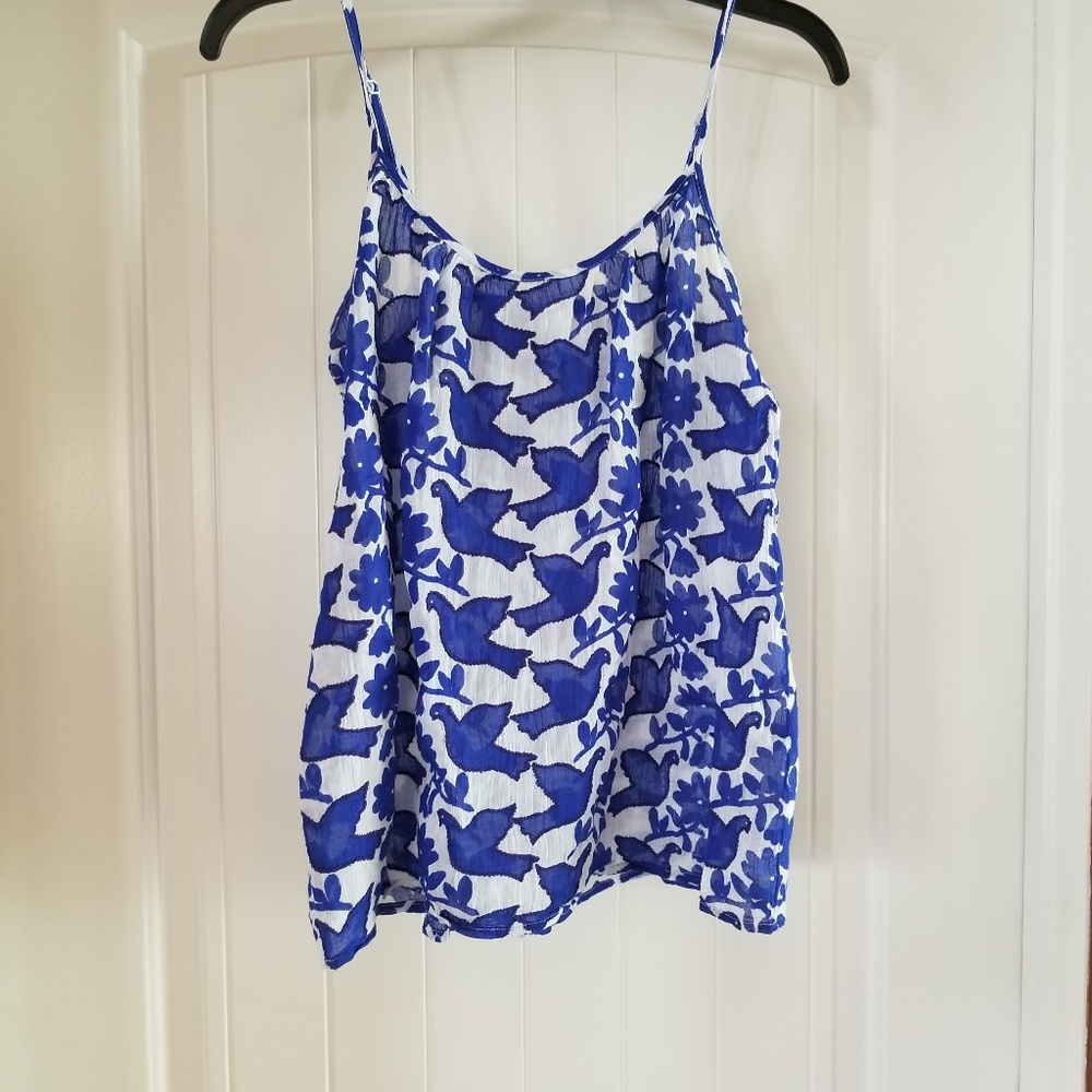 Blue & white spaghetti tank